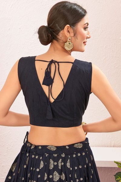 Navy Blue Jacquard Lehenga Choli SIDERS LEHENGA