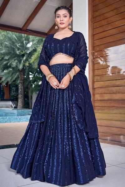 Navy Blue Sequins Work Lehenga Choli SEQUINSED LEHENGA