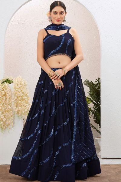 Navy Blue Sequins Work Lehenga Choli SANGEET SANDHYA