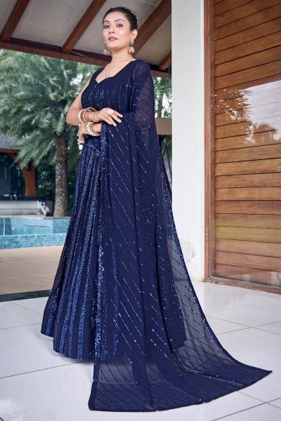 Navy Blue Sequins Work Lehenga Choli SEQUINSED LEHENGA