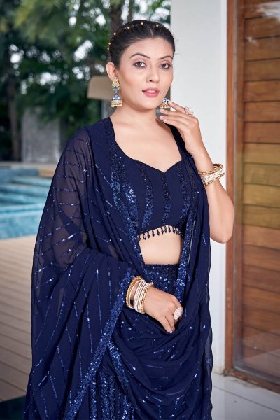 Navy Blue Sequins Work Lehenga Choli SEQUINSED LEHENGA