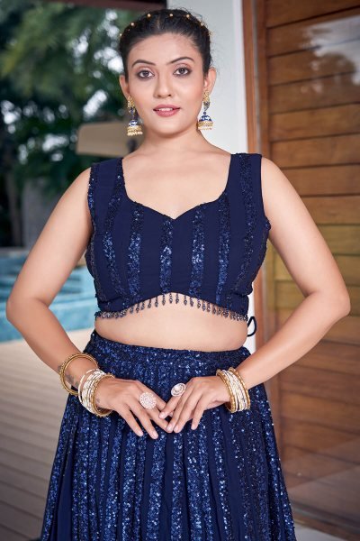 Navy Blue Sequins Work Lehenga Choli SEQUINSED LEHENGA
