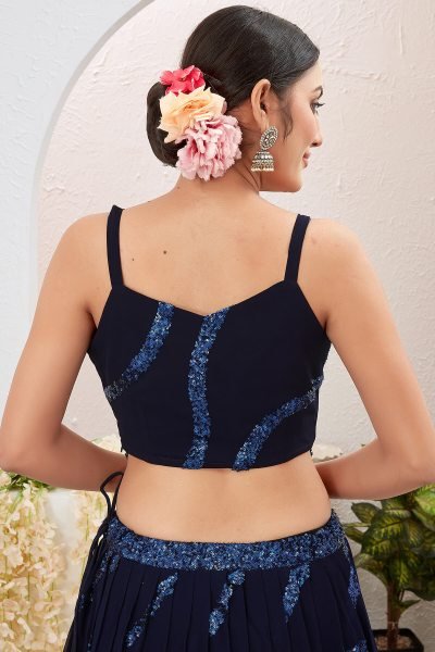 Navy Blue Sequins Work Lehenga Choli SANGEET SANDHYA