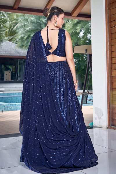 Navy Blue Sequins Work Lehenga Choli SEQUINSED LEHENGA