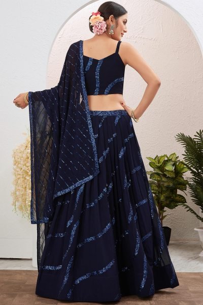 Navy Blue Sequins Work Lehenga Choli SANGEET SANDHYA