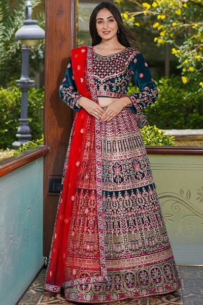 PEACOCK GREEN BRIDAL LEHENGA BRIDAL LEHENGA