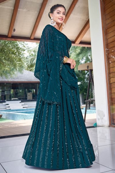 Petrol Blue Sequins Work Lehenga Choli SEQUINSED LEHENGA