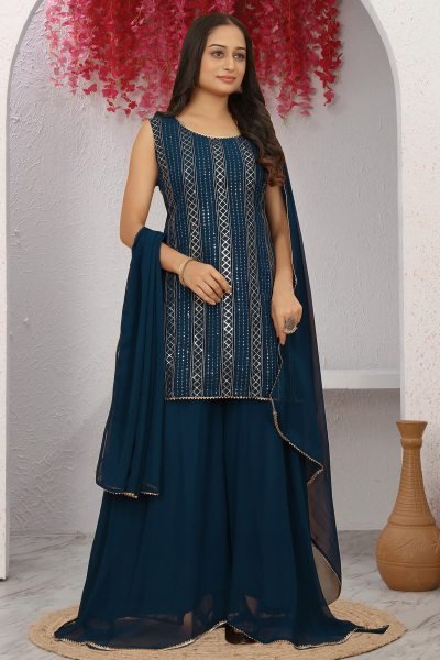 Petrol Blue Sharara Set SHARARA SET