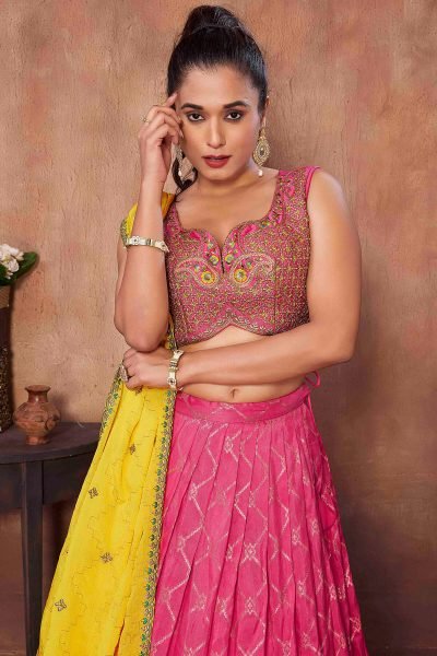 Pink Viscose Jacquard Lehenga Choli SIDERS LEHENGA