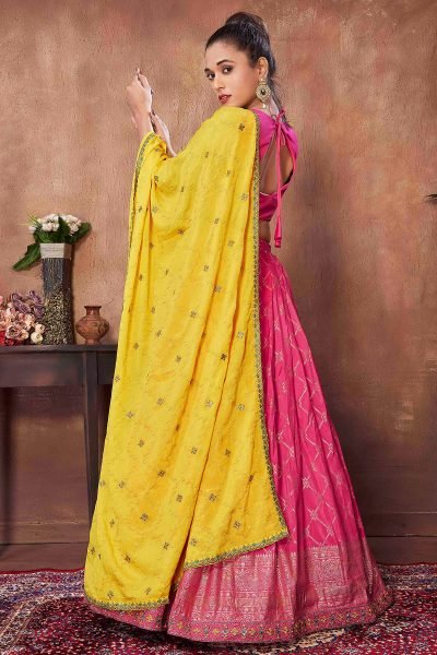 Pink Viscose Jacquard Lehenga Choli SIDERS LEHENGA