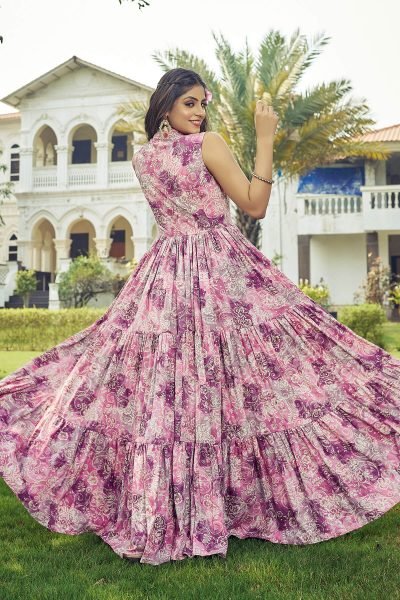 Printed Fit   Flare Maxi Gown Dress Ethnic Dresses