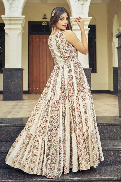 Printed Round Neck A Line Ethnic Dresses Ethnic Dresses