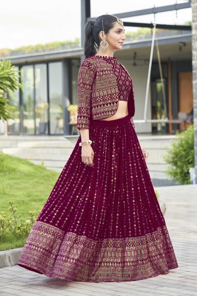 Rani Lehenga Choli With Jacket INDO-WESTERN LEHENGA