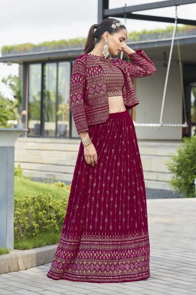 Rani Lehenga Choli With Jacket INDO-WESTERN LEHENGA
