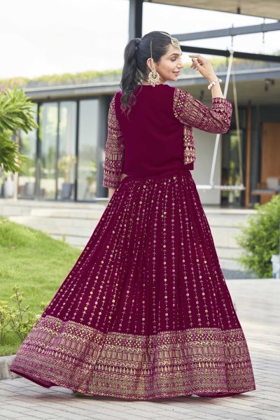 Rani Lehenga Choli With Jacket INDO-WESTERN LEHENGA