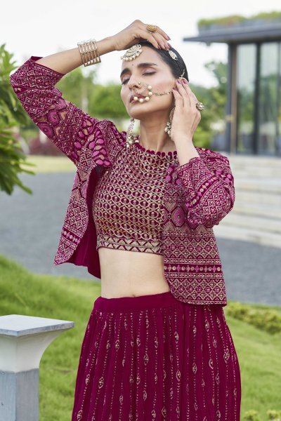 Rani Lehenga Choli With Jacket INDO-WESTERN LEHENGA