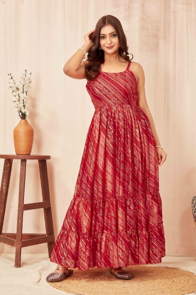  RED FROCK Ethnic Dresses