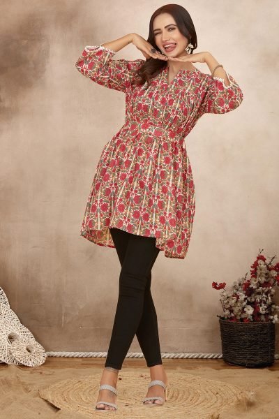 White Red Kurta KURTA 