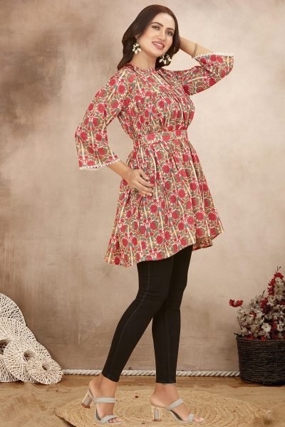 White Red Kurta KURTA 