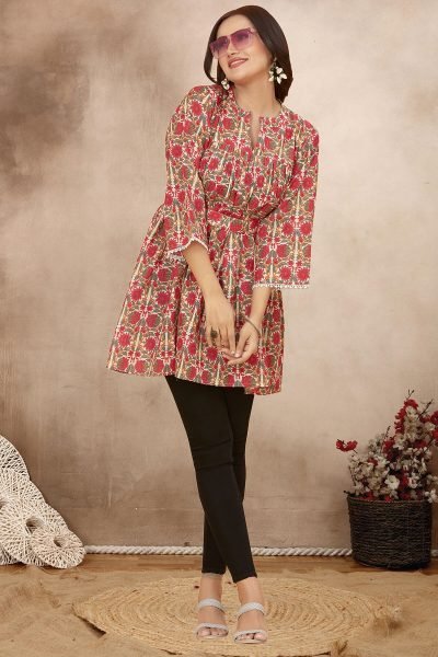 White Red Kurta KURTA 