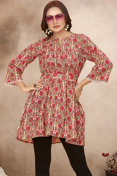 White Red Kurta KURTA 