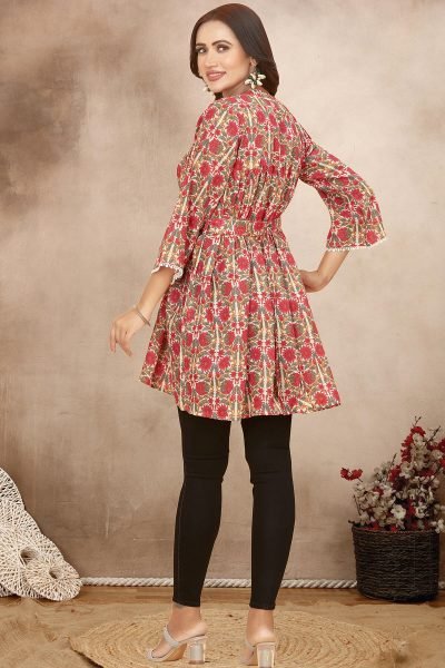 White Red Kurta KURTA 