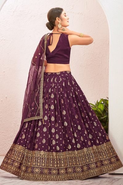 Wine Jacquard Lehenga Choli SIDERS LEHENGA