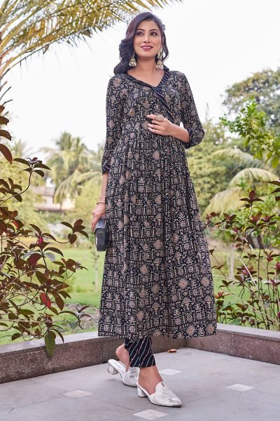 Women Angrakha Kurta with Trousers KURTA SET