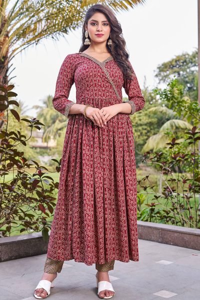Women Angrakha Kurta with Trousers KURTA SET