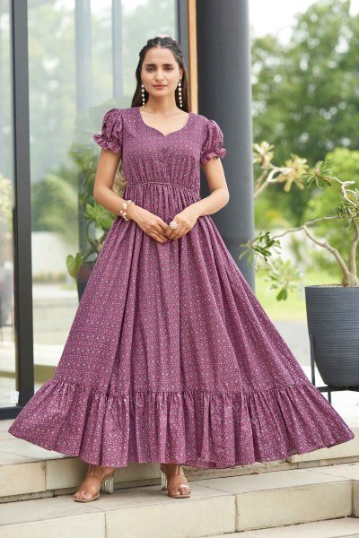 Women Cotton Floral Printed Maxi Dress GOWN