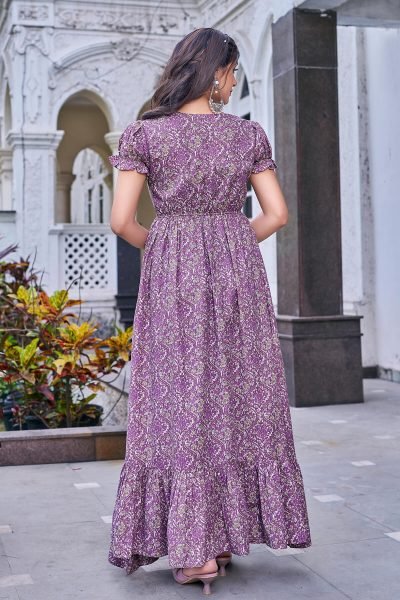 Women Cotton Floral Printed Maxi Dress GIRLISH LEHENGA