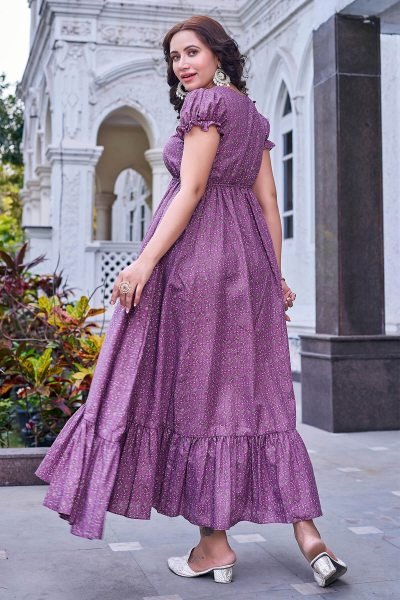 Women Cotton Floral Printed Maxi Dress GIRLISH LEHENGA