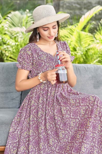 Women Cotton Floral Printed Maxi Dress GOWN