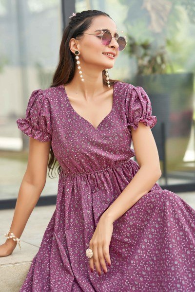 Women Cotton Floral Printed Maxi Dress GOWN