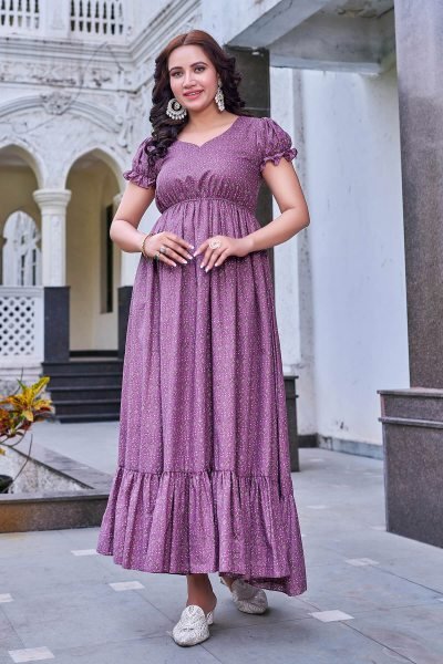 Women Cotton Floral Printed Maxi Dress GIRLISH LEHENGA