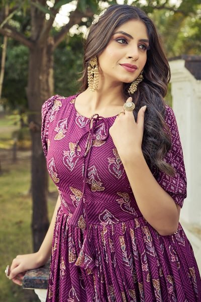 Women Floral Printed Round Neck Dresses Ethnic Dresses
