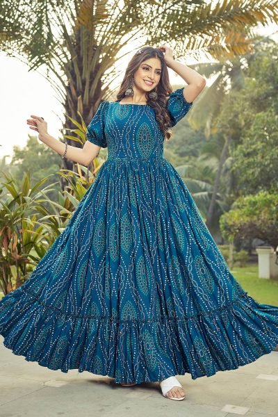 Women Printed Fit And Flare Dresses Ethnic Dresses