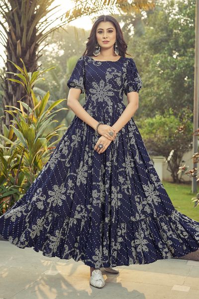Women Printed Fit And Flare Dresses Ethnic Dresses
