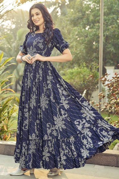 Women Printed Fit And Flare Dresses Ethnic Dresses