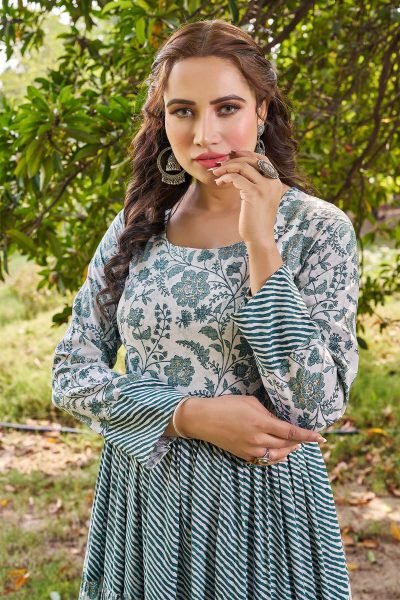 Women Printed Fit   Flared Maxi Dress Ethnic Dresses