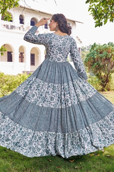 Women Printed Fit   Flared Maxi Dress Ethnic Dresses