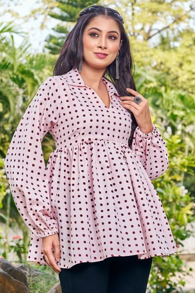 Women Printed Shirt Collar Top Top