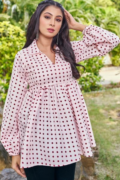 Women Printed Shirt Collar Top Top