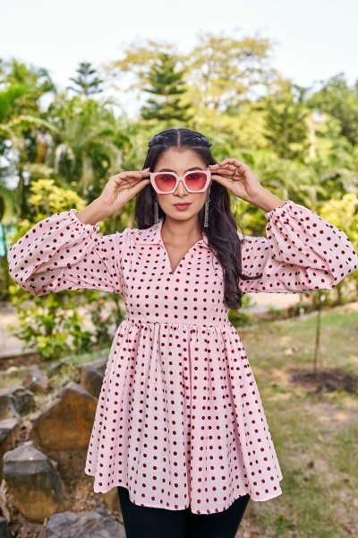 Women Printed Shirt Collar Top Top