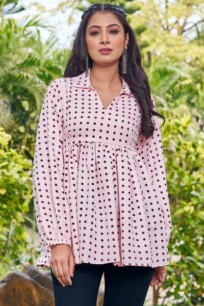 Women Printed Shirt Collar Top Top