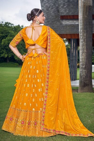 Yellow Dola Silk Lehenga Choli HALDI LEHENGA