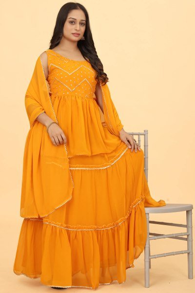 Yellow Gotaworked Lehenga Peplum HALDI LEHENGA