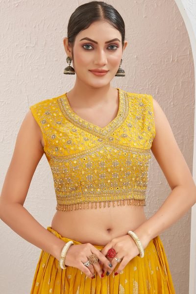 Yellow Jacquard Lehenga Choli HALDI LEHENGA