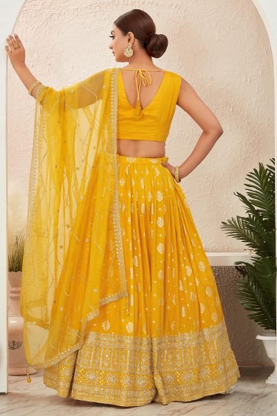 Yellow Jacquard Lehenga Choli HALDI LEHENGA