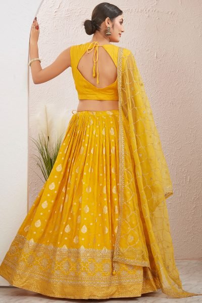 Yellow Jacquard Lehenga Choli HALDI LEHENGA